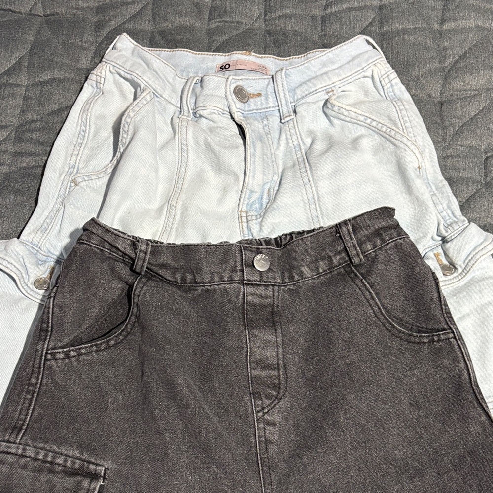 Size 3 Cargo Jeans black chambray wide leg